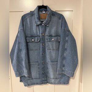 Barn Coat Denim Patch Pockets Belt Chore Jacket Women’s Size Large